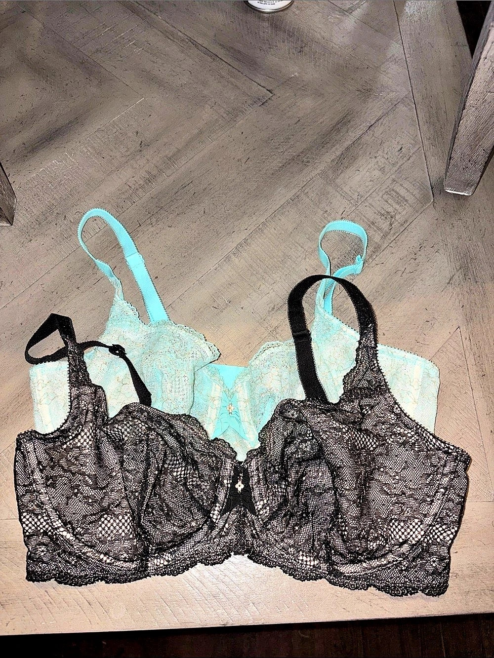 Victoria's Secret Demi Lace Bra Black & Turquoise 36D